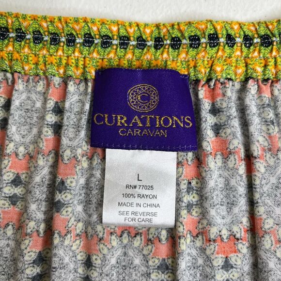 Caravan Creations Maxi Skirt Multiprint Tiered Boho Peasant Pull On Women Large - Picture 8 of 13